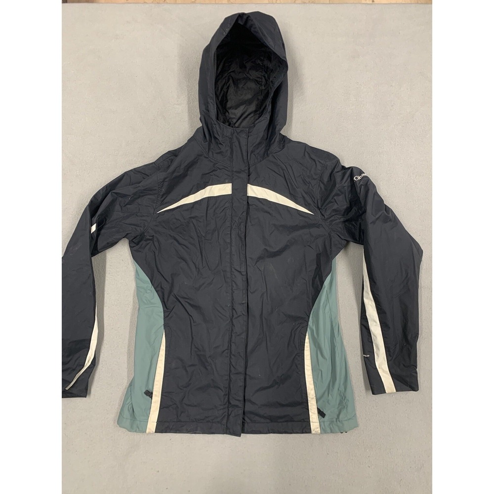 Columbia Jacket Womens Size M Black Hooded Full Zip Omni-Shield Windbreaker Coat